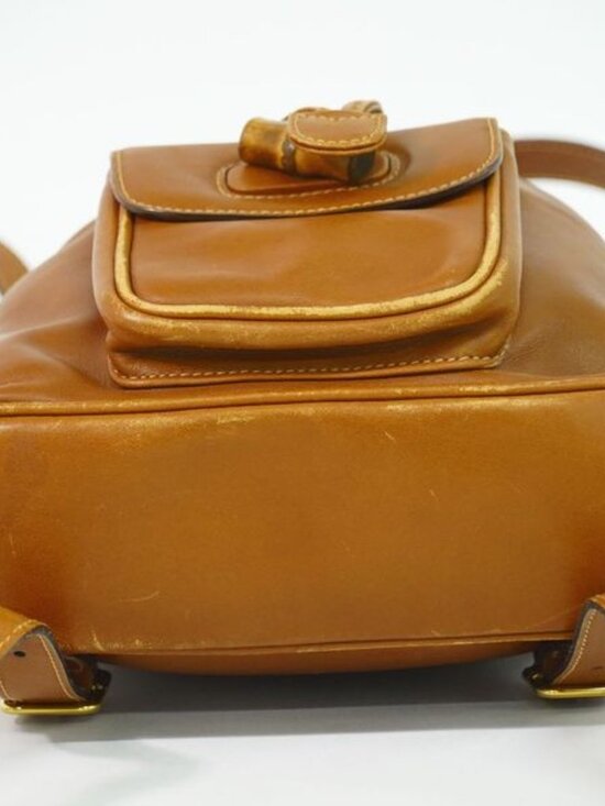 Gucci Bamboo Mini Backpack Leather Brown Outside - Picture 3 of 9